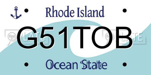 G51TOB Rhode Island License Plate