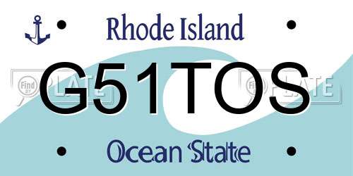 G51TOS Rhode Island License Plate