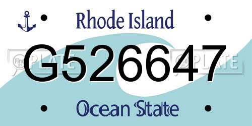 G526647 Rhode Island License Plate
