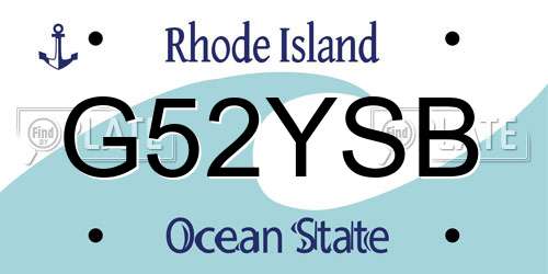 G52YSB Rhode Island License Plate