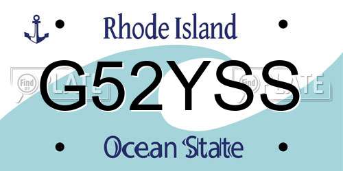 G52YSS Rhode Island License Plate