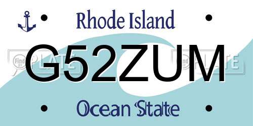 G52ZUM Rhode Island License Plate