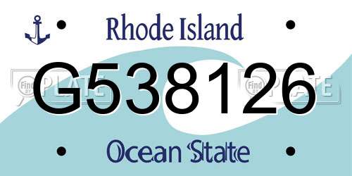 G538126 Rhode Island License Plate