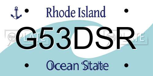 G53DSR Rhode Island License Plate