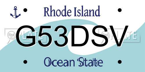 G53DSV Rhode Island License Plate