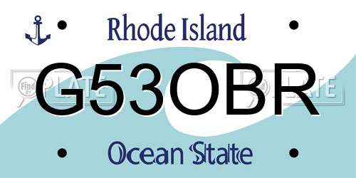 G53OBR Rhode Island License Plate