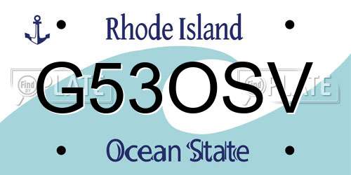 G53OSV Rhode Island License Plate