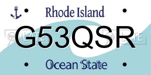 G53QSR Rhode Island License Plate