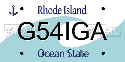 G54IGA Rhode Island License Plate