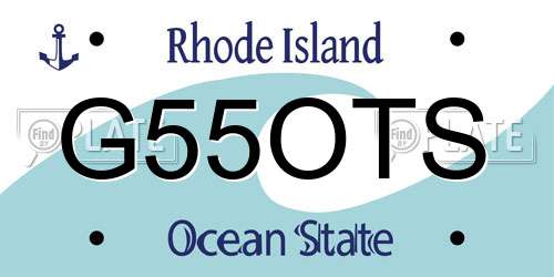 G55OTS Rhode Island License Plate