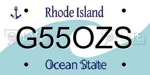 G55OZS Rhode Island License Plate