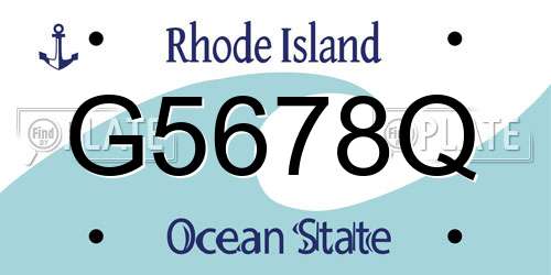 G5678Q Rhode Island License Plate