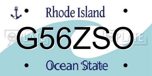 G56ZSO Rhode Island License Plate