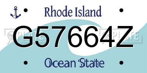 G57664Z Rhode Island License Plate