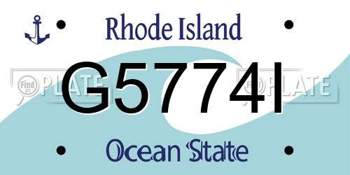 G5774I Rhode Island License Plate