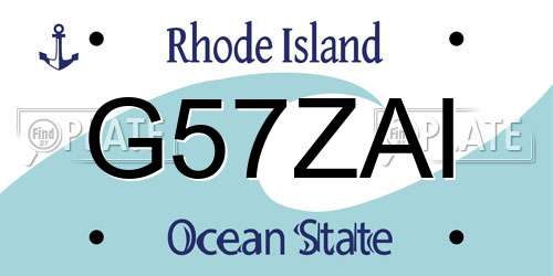 G57ZAI Rhode Island License Plate