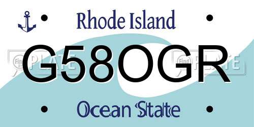 G58OGR Rhode Island License Plate