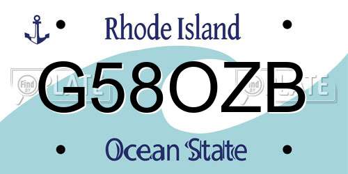 G58OZB Rhode Island License Plate