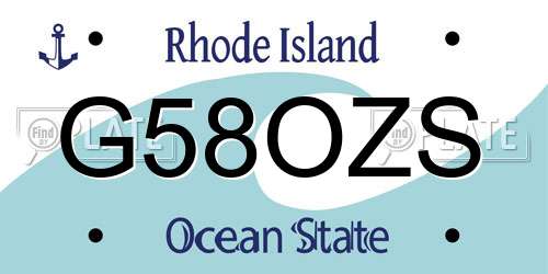 G58OZS Rhode Island License Plate