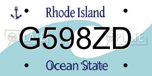 G598ZD Rhode Island License Plate