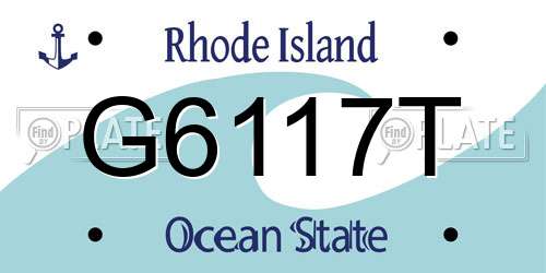 G6117T Rhode Island License Plate