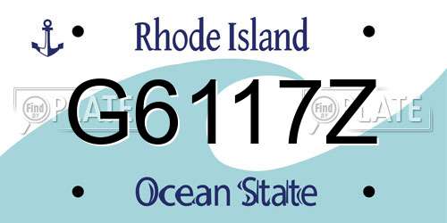 G6117Z Rhode Island License Plate