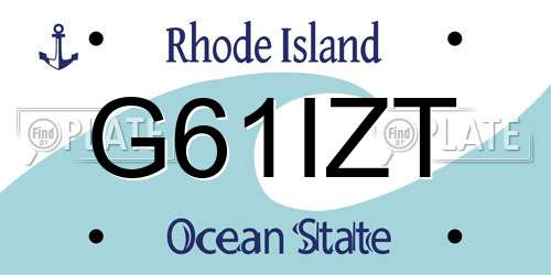 G61IZT Rhode Island License Plate