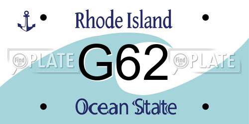 G62 Rhode Island License Plate