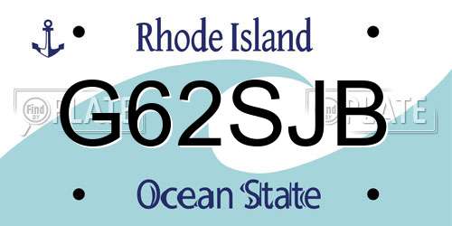 G62SJB Rhode Island License Plate