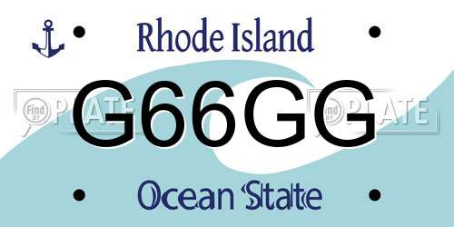 G66GG Rhode Island License Plate