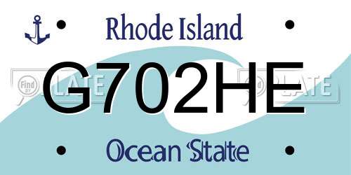 G702HE Rhode Island License Plate