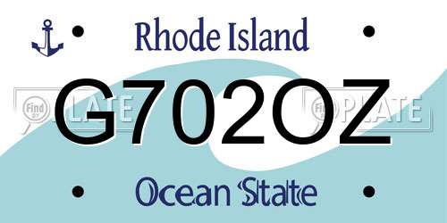 G702OZ Rhode Island License Plate