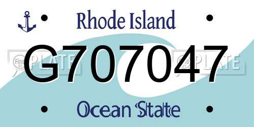 G707047 Rhode Island License Plate