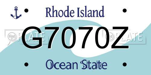 G7070Z Rhode Island License Plate
