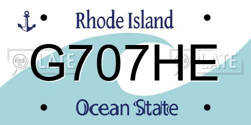 G707HE Rhode Island License Plate