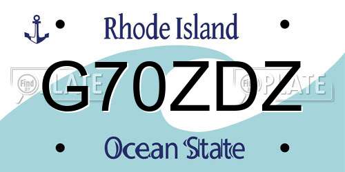 G70ZDZ Rhode Island License Plate