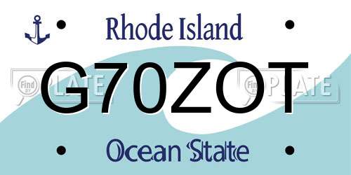 G70ZOT Rhode Island License Plate