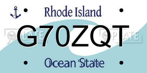 G70ZQT Rhode Island License Plate