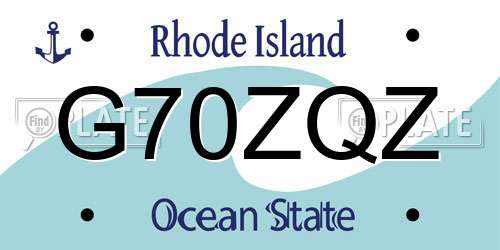 G70ZQZ Rhode Island License Plate