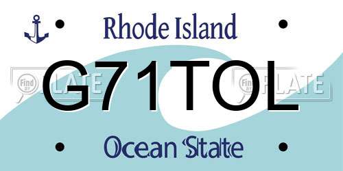 G71TOL Rhode Island License Plate