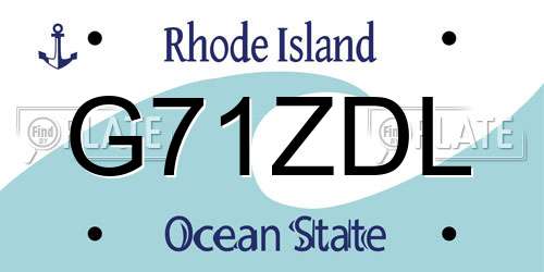 G71ZDL Rhode Island License Plate