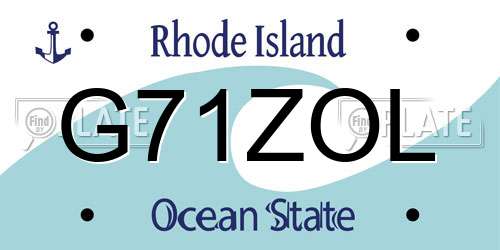 G71ZOL Rhode Island License Plate
