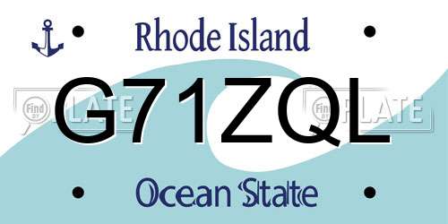 G71ZQL Rhode Island License Plate