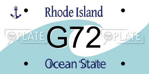 G72 Rhode Island License Plate