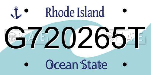 G720265T Rhode Island License Plate