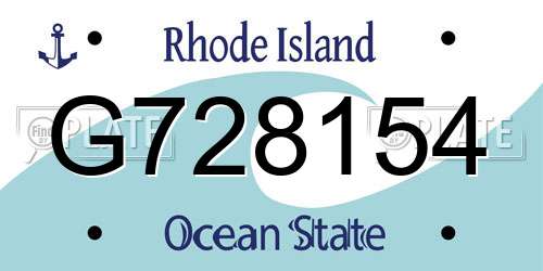 G728154 Rhode Island License Plate