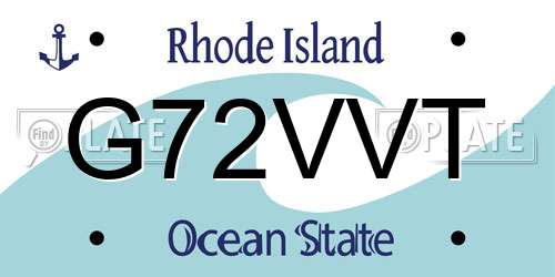 G72VVT Rhode Island License Plate