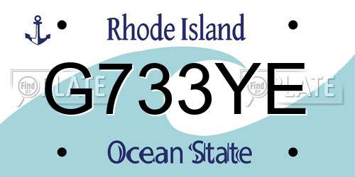 G733YE Rhode Island License Plate