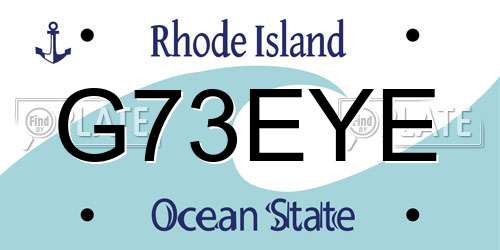 G73EYE Rhode Island License Plate
