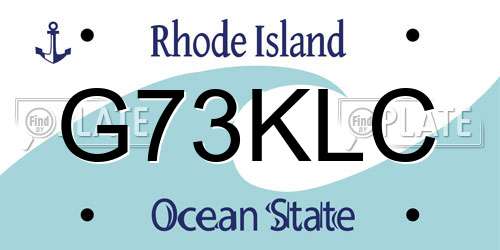 G73KLC Rhode Island License Plate